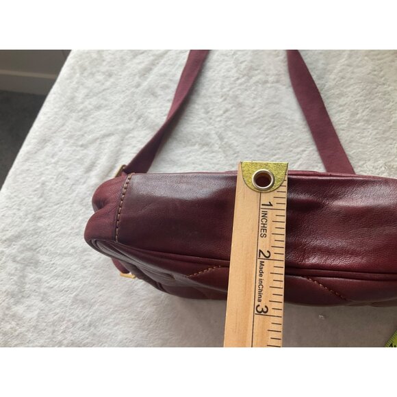 Eric Javits Burgundy Red Quilted Leather Crossbody Bag Gold hardware - Picture 7 of 14